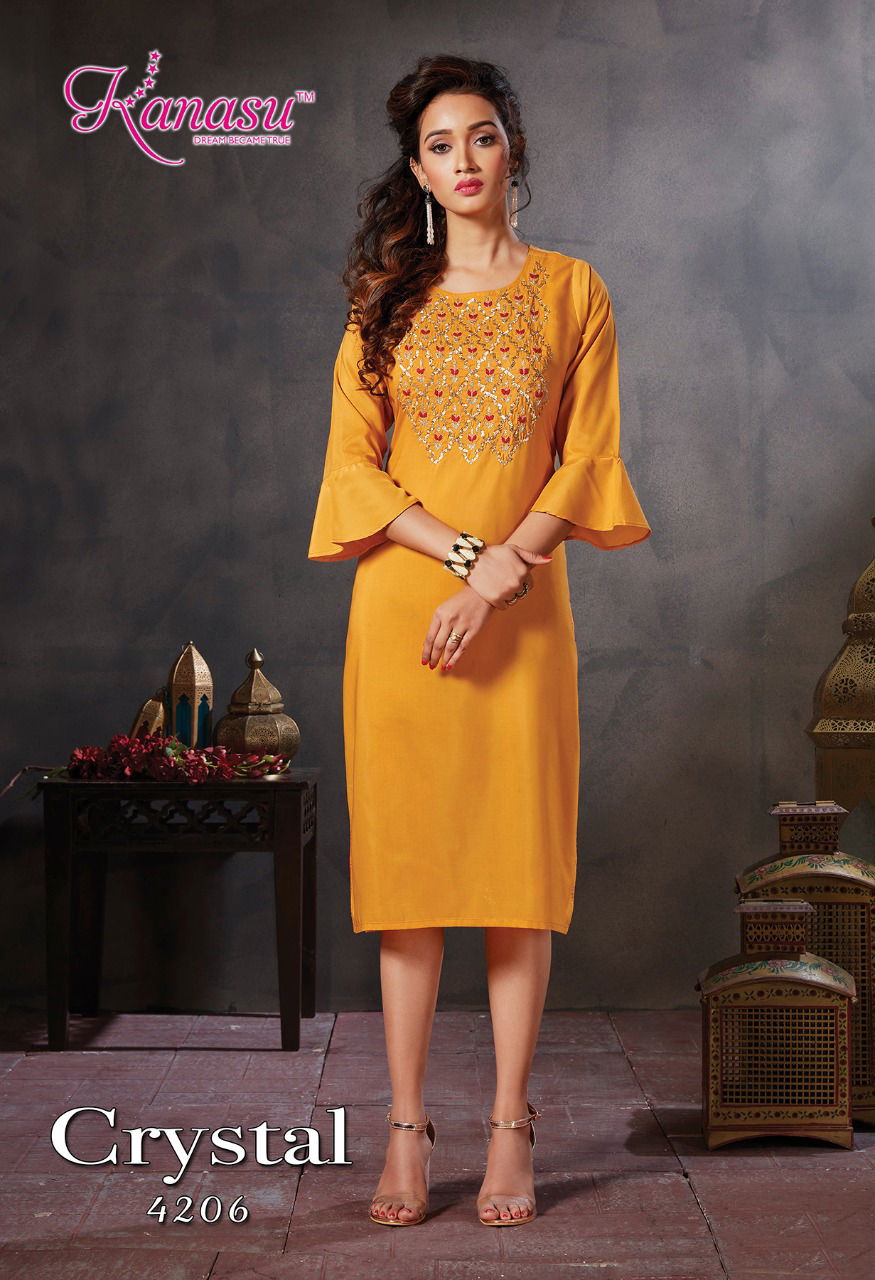 Kanasu Crystal Latest Fancy Designer Casual Wear Viscose Kurti Collection  